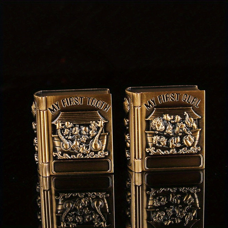 2pcs Golden Baby Teeth Collection Box Classic Children's Fetal Hair Storage