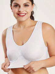 3 Pack Plus Size Sports Bra Women's Plus Solid Ribbed No Padding Breathable Tank