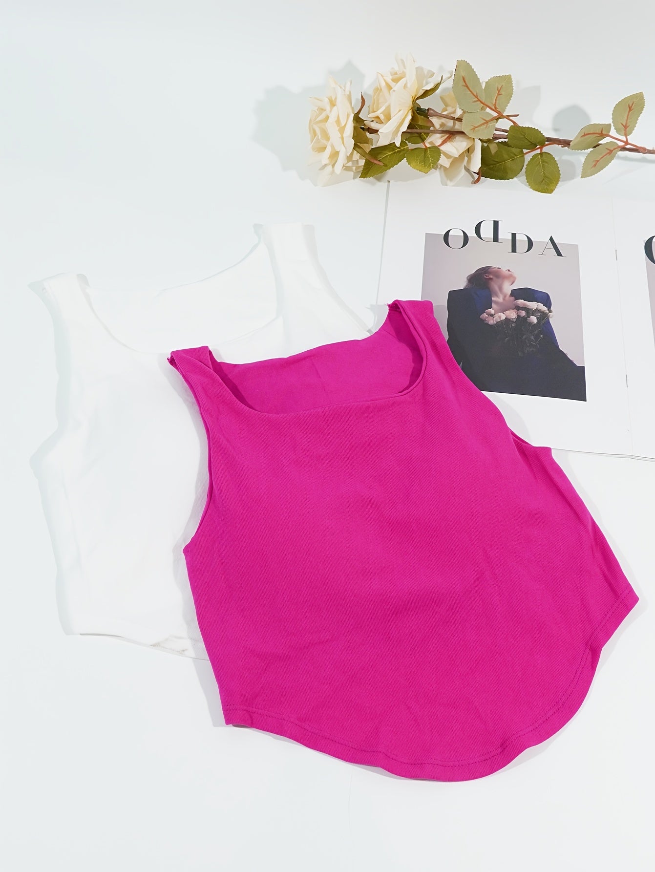 2pcs Square Neck Cami Tops Women's Lingerie