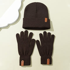 Women Winter Knit Hat Glove Set Solid Ladies Chinese Year Warm Gift