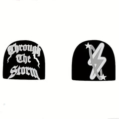 Y2K Lightning Letter Jacquard Beanie - Reversible Hip Hop Couple Hat
