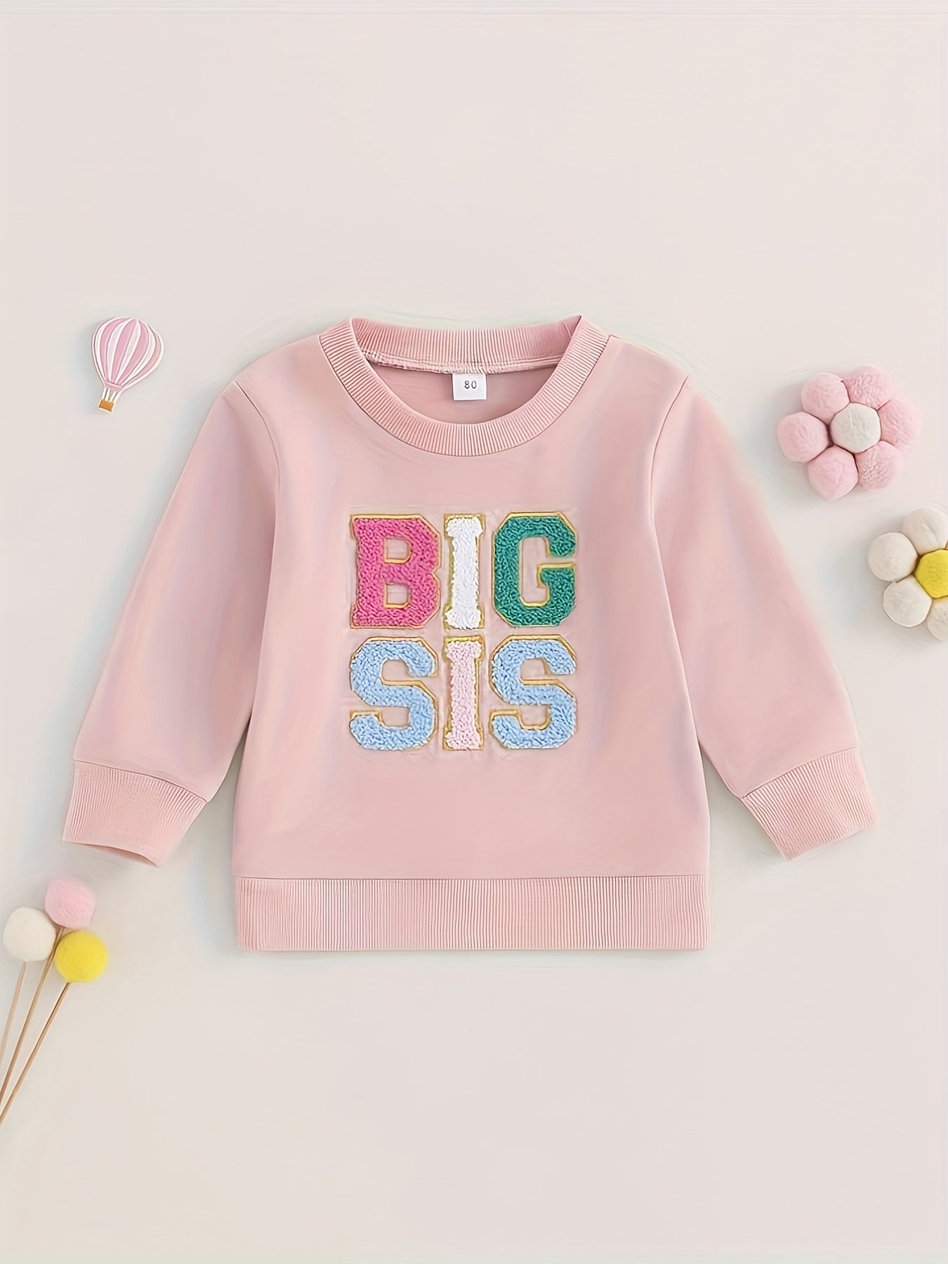 Kids BIG SIS Embroidered Sweatshirt Long Sleeve Top Pullovers