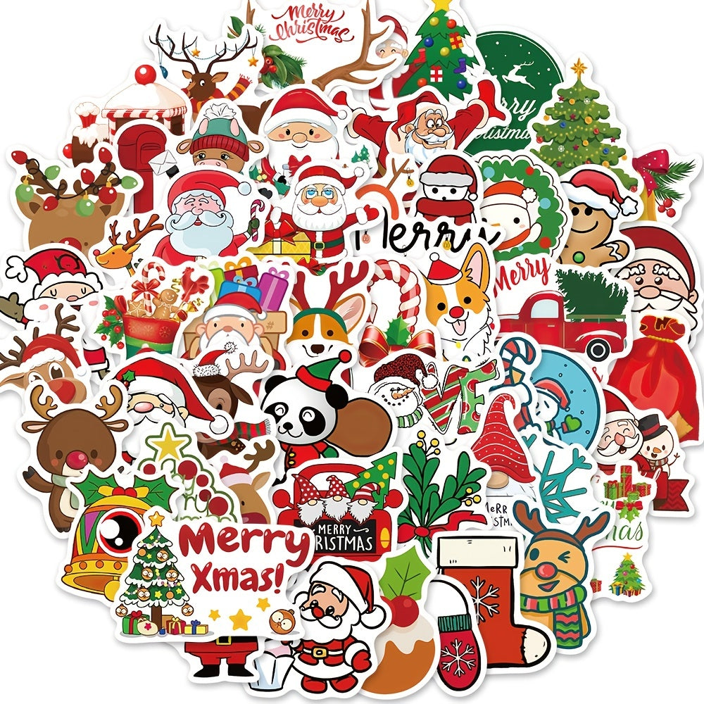 50pcs Cartoon Christmas Sticker Set for DIY Gift Decorations