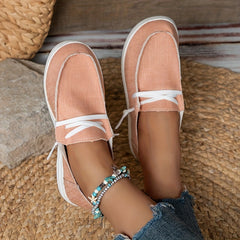 Women's Canvas Lace-Up Loafers Comfy Walking Shoes