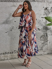  Ink Painting Print Cami Top & Split Skirt Set