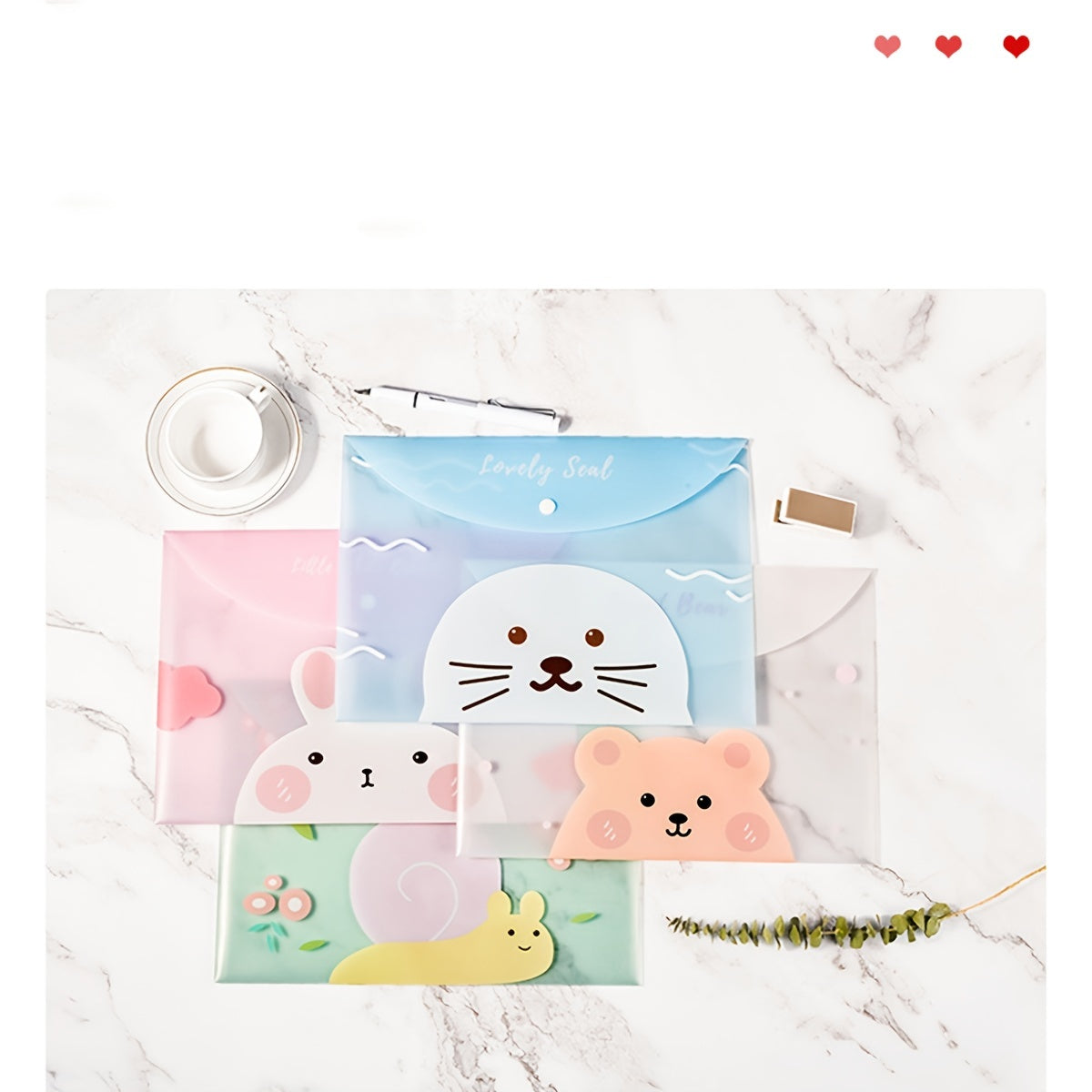 4pcs Cartoon Student Test Paper Bag A4 Transparent File Bag