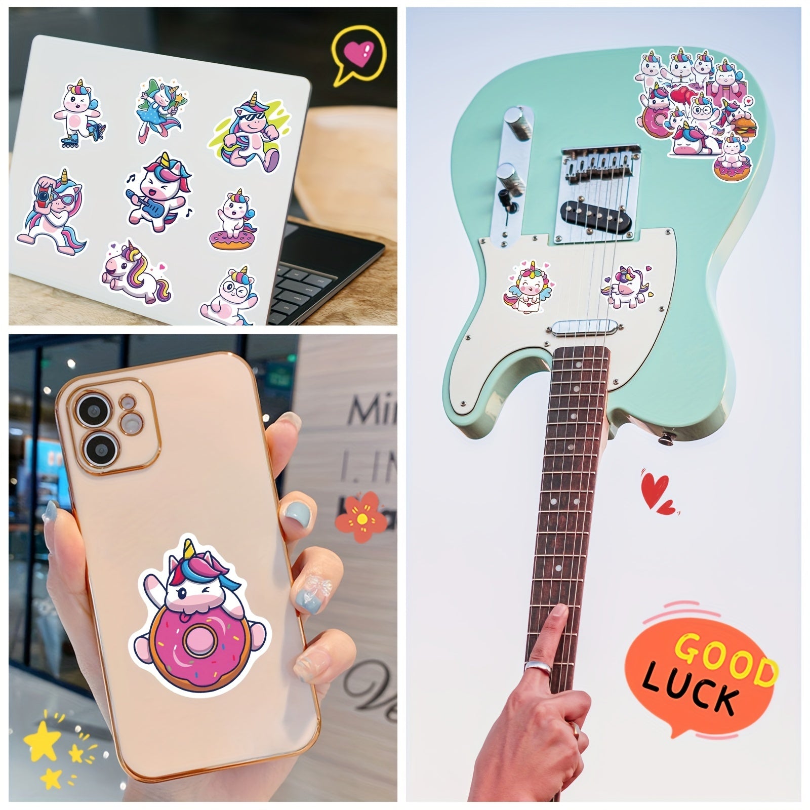50pcs Unicorn Stickers Waterproof Vinyl Stickers Pack For Adults