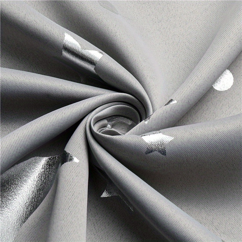 Big Star Moon Pattern Shortcurtain Grey Blackout75 Window Decor