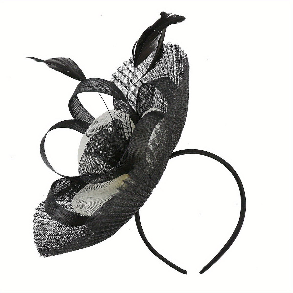 Pleated Mesh Flower Fascinator Hat With Veil Headwear 20s Hat