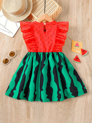 Girls Heart Graphic Flutter Sleeve Top & Belted Waist Shorts Set