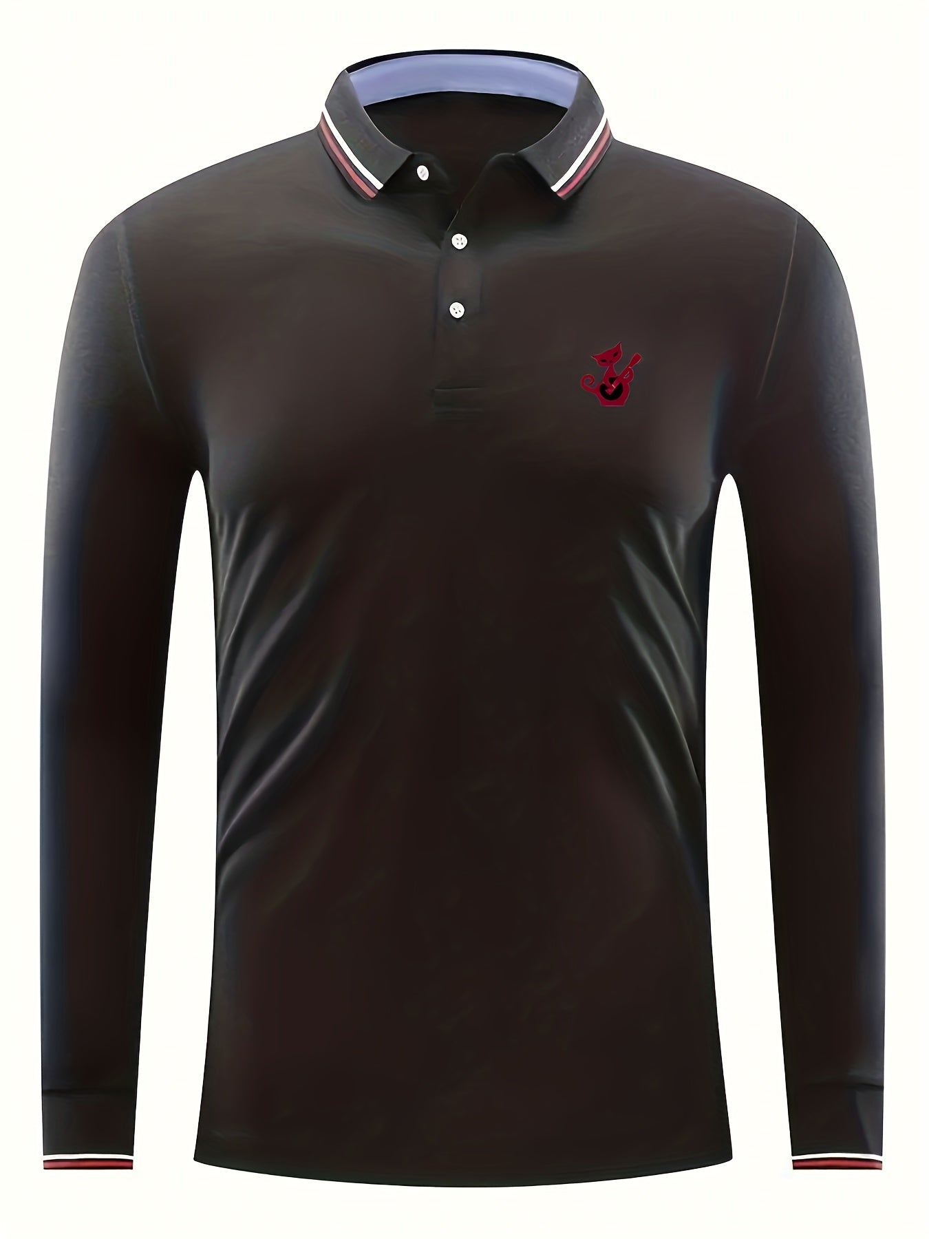 Red Cat Print Men's Polo Shirt Stretch Breathable Button Up