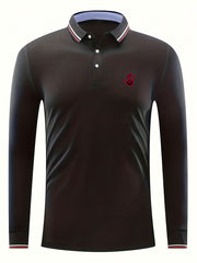 Red Cat Print Men's Polo Shirt Stretch Breathable Button Up