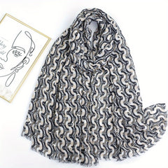 Geometric Hot Stamping Frayed Edge Scarf for Women
