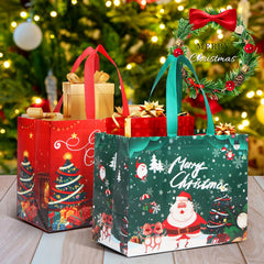 12pcs Christmas Gift Bags Large Xmas Party Favors Tote Bags With Handles