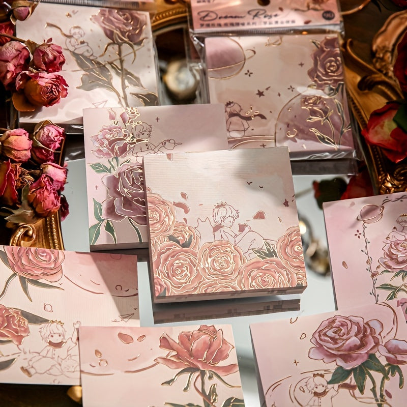 90pcs Gilded Three Pack Sticky Notes Rose Metaphor Series