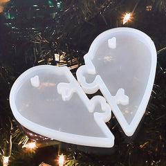 Heart Puzzle Pendant Silicone Mold Love Lock Resin Mold