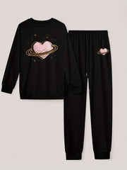  Heart Print Top & Joggers Set