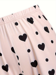  Heart & Dot Print Cami Top & Pants Lounge Two Piece Set