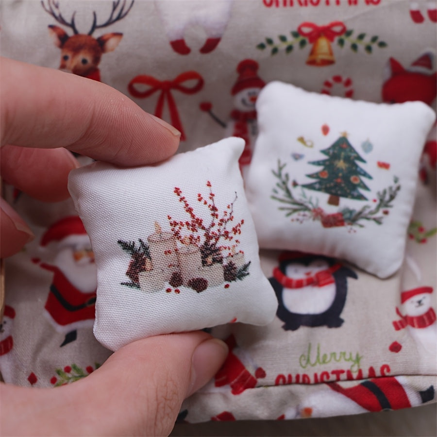 Christmas Dollhouse Pillow Model Festive Holiday Home Decor