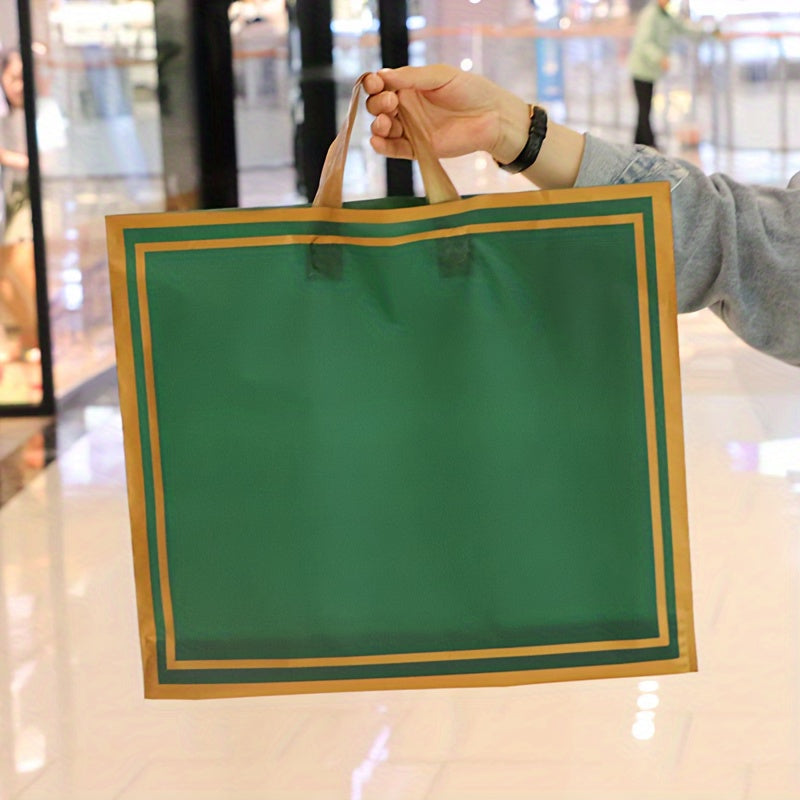 5pcs Enlarged Golden Edge Dark Green Shopping Bag Handbag Commercial Gift Bag