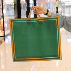 5pcs Enlarged Golden Edge Dark Green Shopping Bag Handbag Commercial Gift Bag