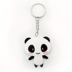 PVC Panda Keychain Cartoon Key Ring Women Bag Pendant Car Key Ring