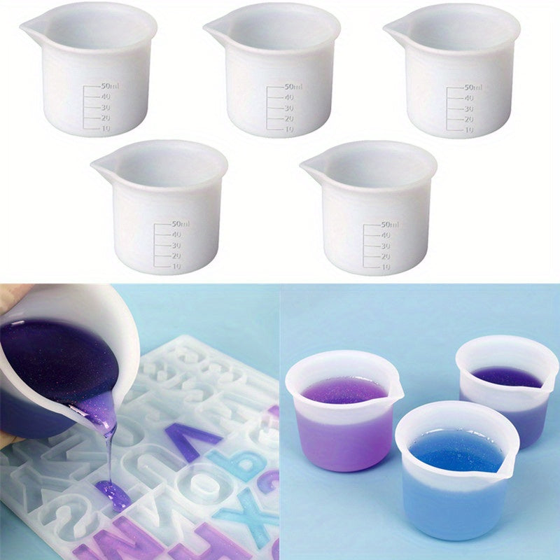 5pcs 50ml Silicone Measuring Cup Set DIY Casting Art Kitchen