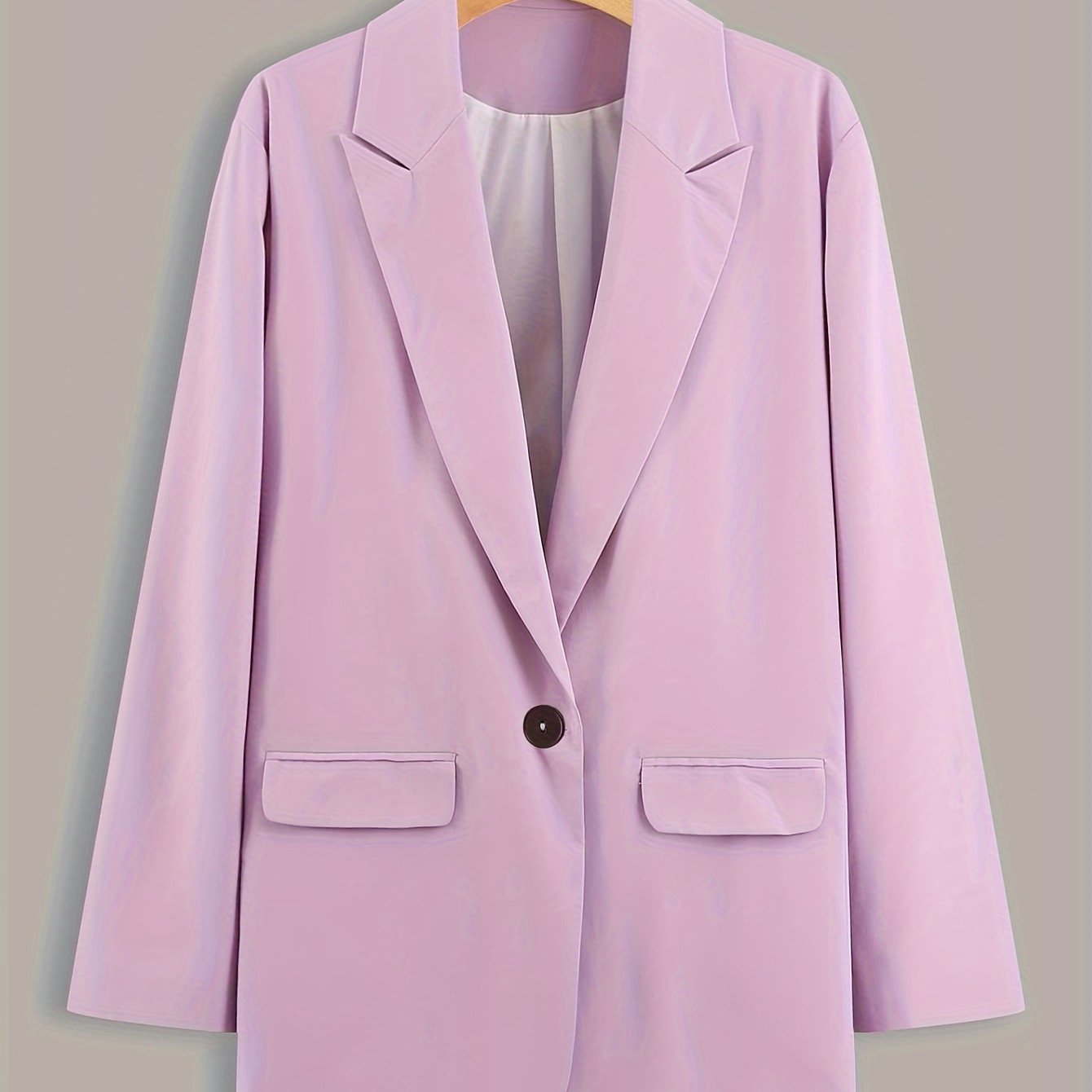 Solid Long Sleeve Lapel Collar Blazer