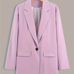  Solid Long Sleeve Lapel Collar Blazer