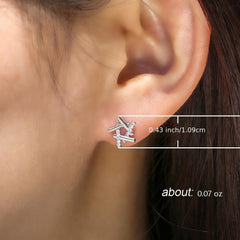 925 Silver Plated Star Stud Earrings Zircon Micro Paved Bridal Jewelry Women