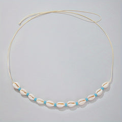 Shell Beaded Waist Chain Elastic Braided Waistband
