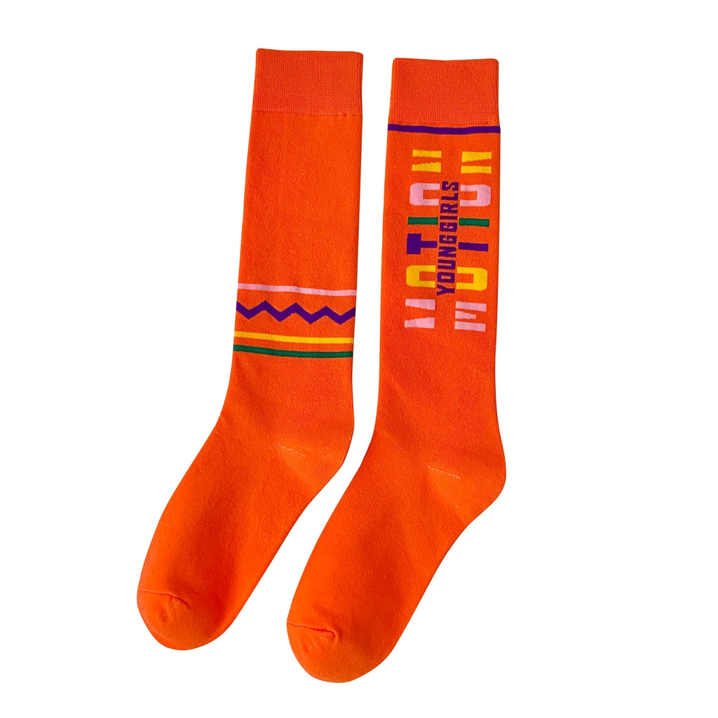 4 Pairs Letter Print Calf Socks Sports Knee High Stockings