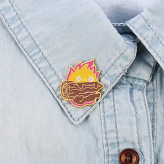 Cartoon Flame Tree Brooch for Men