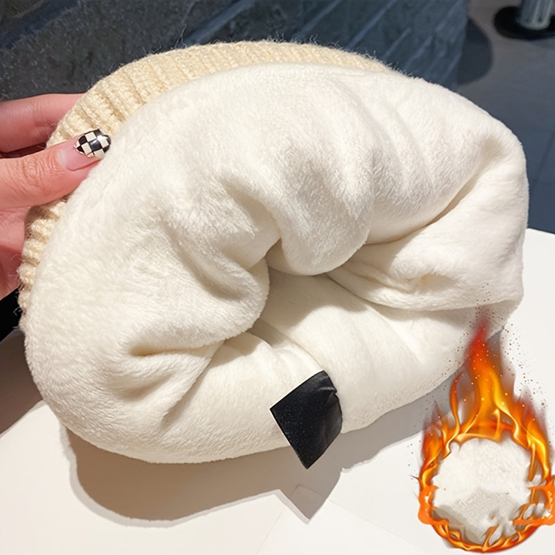 Antlers Fleece Warm Knit Hat Cold Proof Poop Beanie Hat
