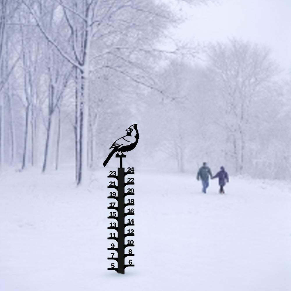 Metal Snow Gauge Large Iron Snowfall Measuring Rod Bird Shape