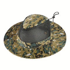 Camouflage Mesh Bucket Hat Wide Brim UV Protection Sun Hat