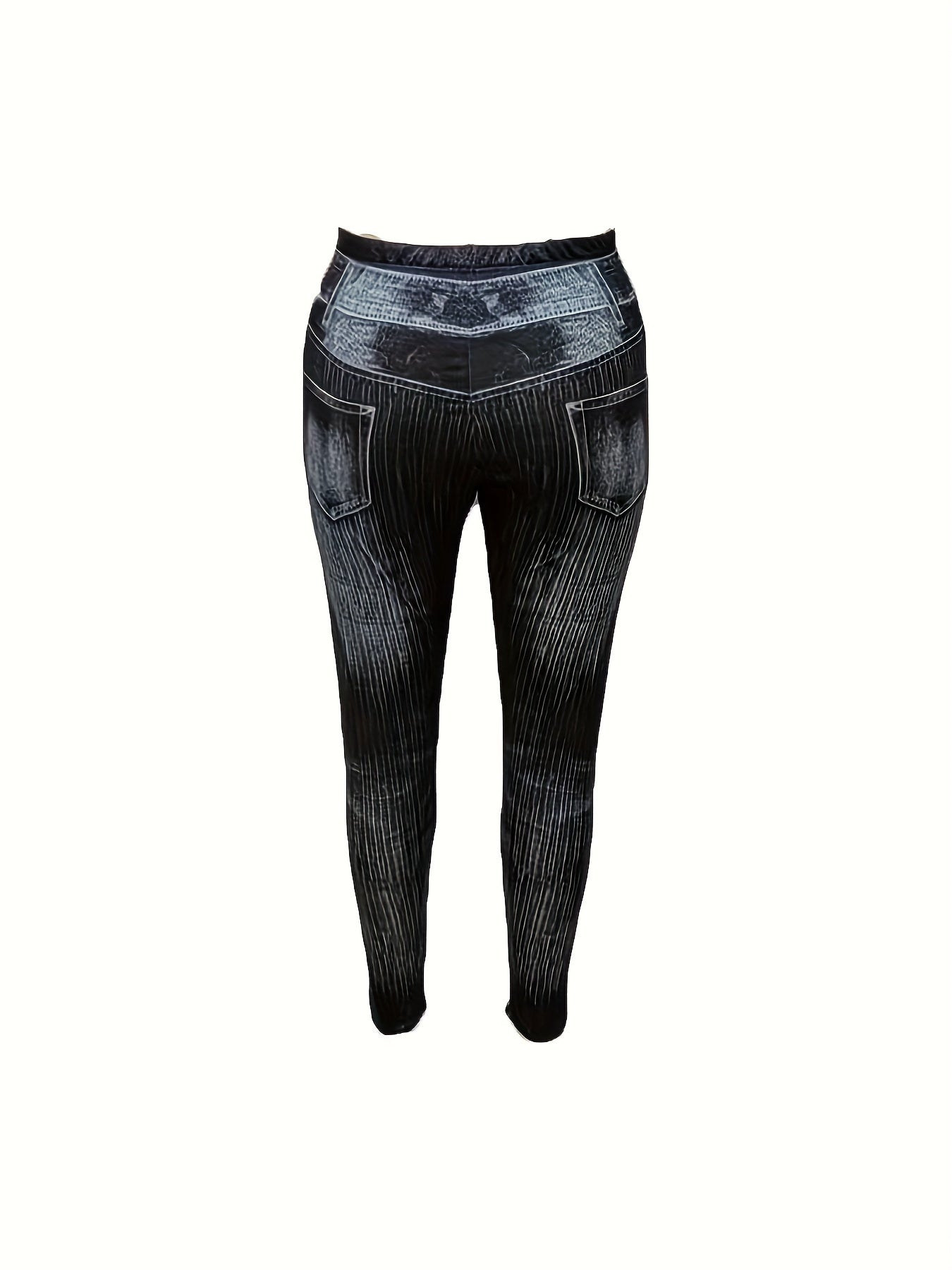  Denim Print High Waist Leggings