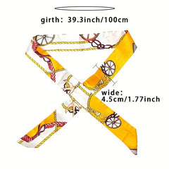 2pcs Chain Print Twilly Scarf Ribbon Neckerchief