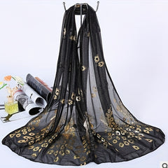 Phoenix Hot Stamping Chiffon Scarf Solid Classic Shawl Breathable