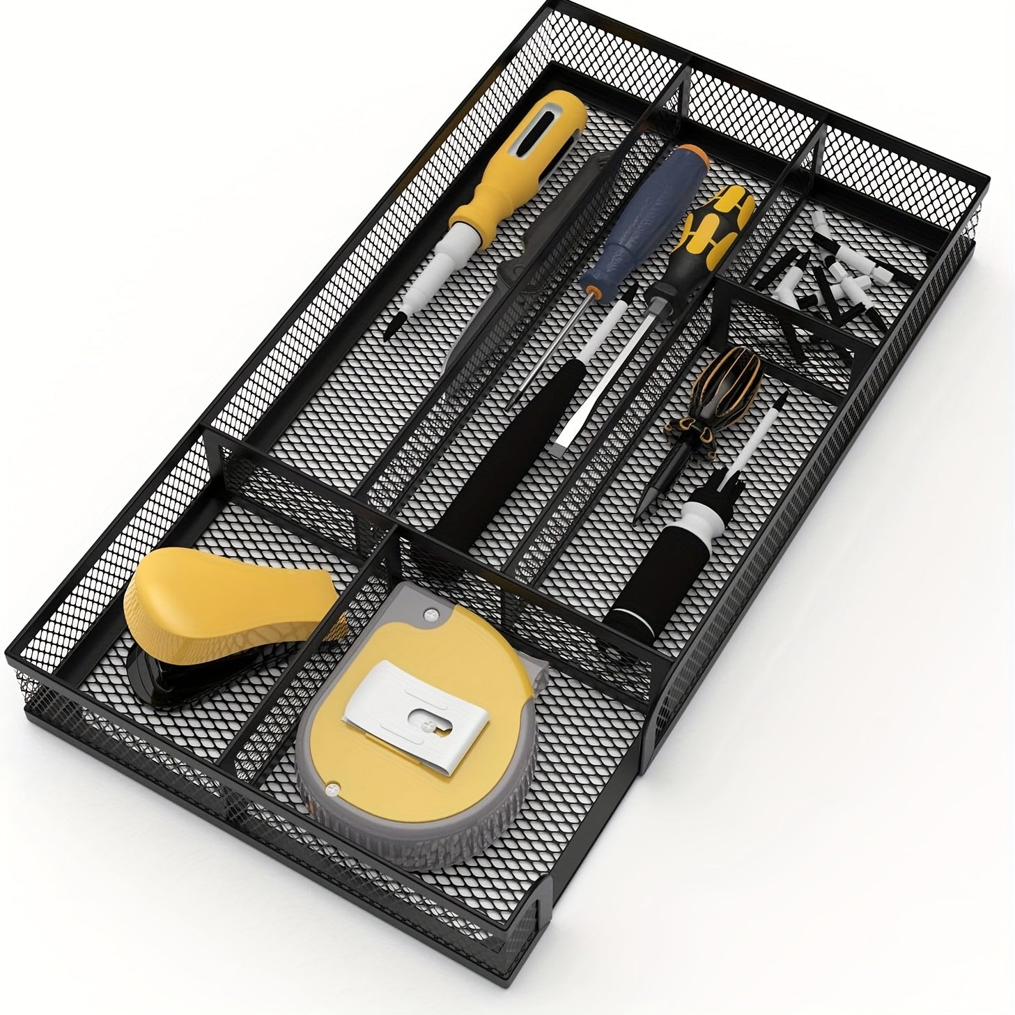Metal Mesh Desk Drawer Organizer Dividers - Pen Tray Box for Desktop