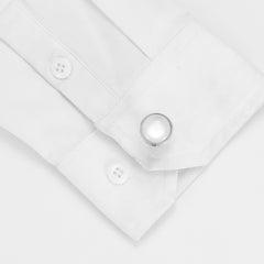 Silver Round Stone Cufflinks for Men