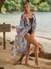  Wild Animal Print Bat Sleeve Cover Up Robe