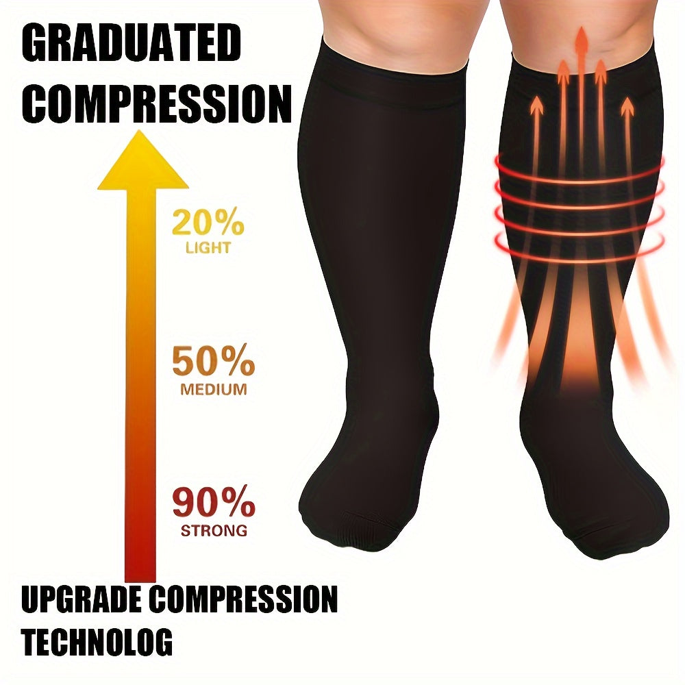 Copper Compression Socks 15-20 Mmhg Wide Calf Knee High Stockings