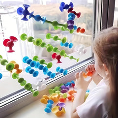 11pcs Suction Cup Toys Building Blocks Set Educational Travel Soft Silicone Kit