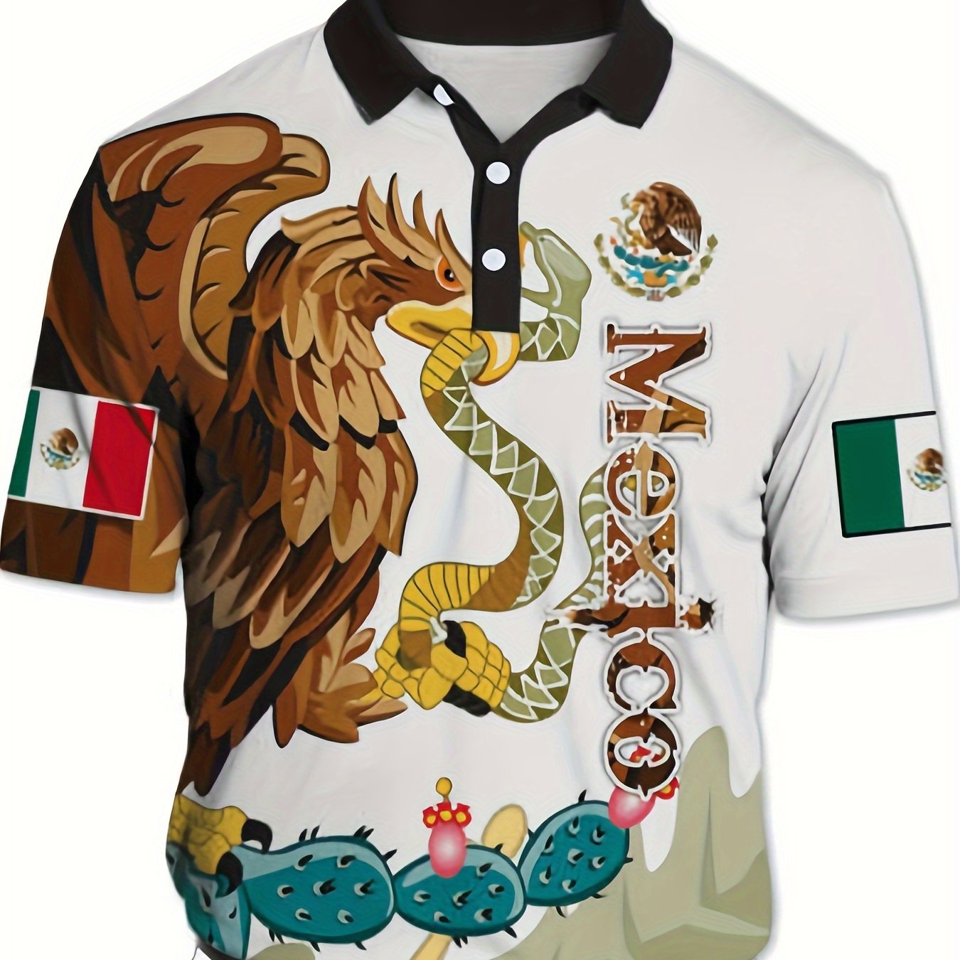 Eagle Snake Pattern Men's Short Sleeve Shirt