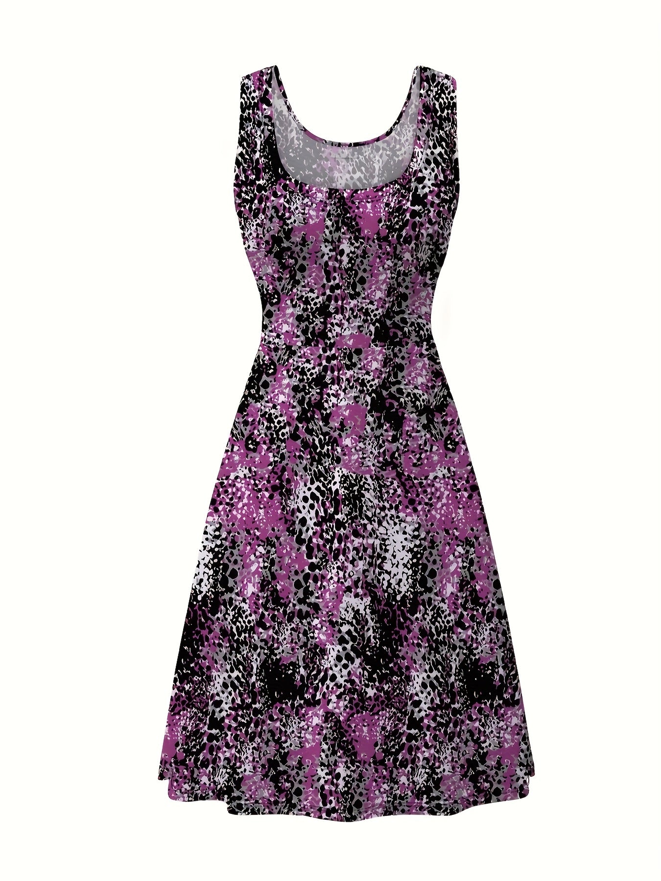  Leopard Print Round Neck Tank Dress