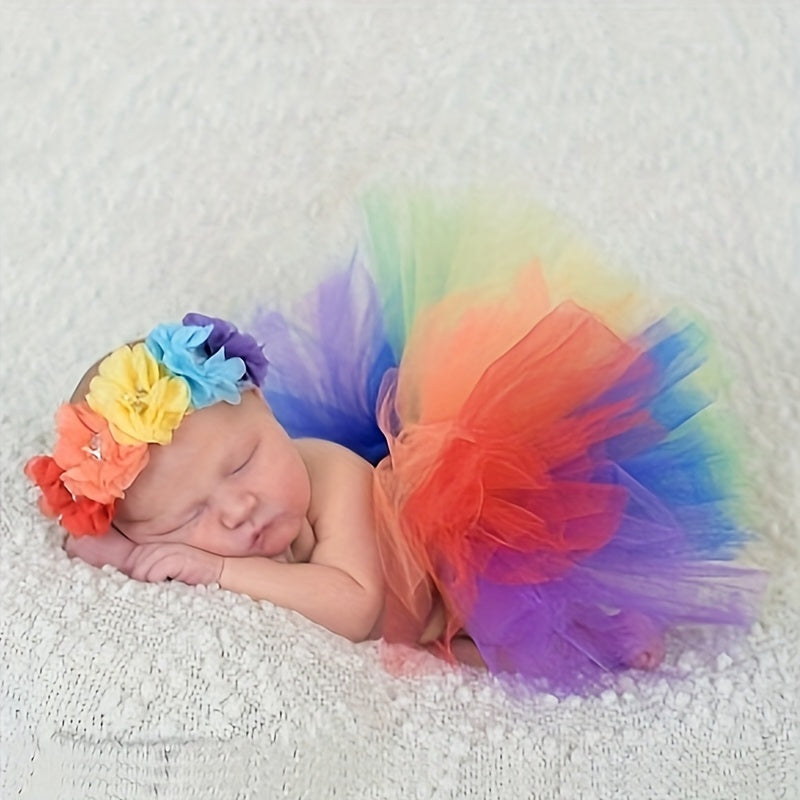 Rainbow Tutu Skirt for Newborn Girls - Perfect for First Birthday