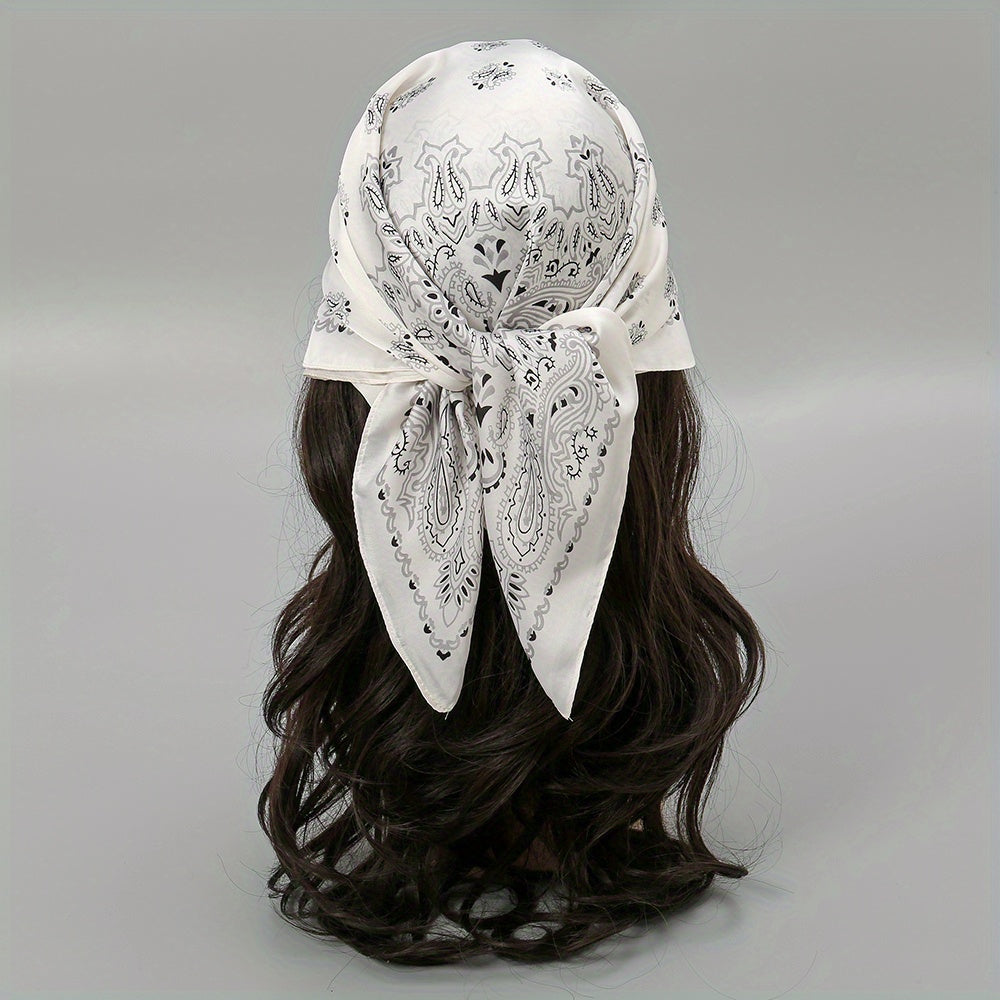 Paisley Print Bandana Silk Satin Square Scarf Neckerchief
