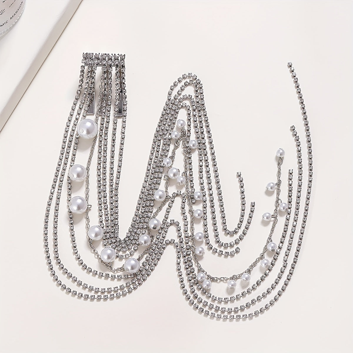Rhinestone Tassel Hair Comb Back Head Ponytail Clip Y2K Style