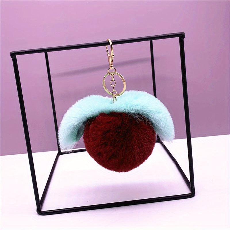 Plush Ball Pendant Faux Rabbit Fur Pompom Key Ring Car Keychain Bag Hanging